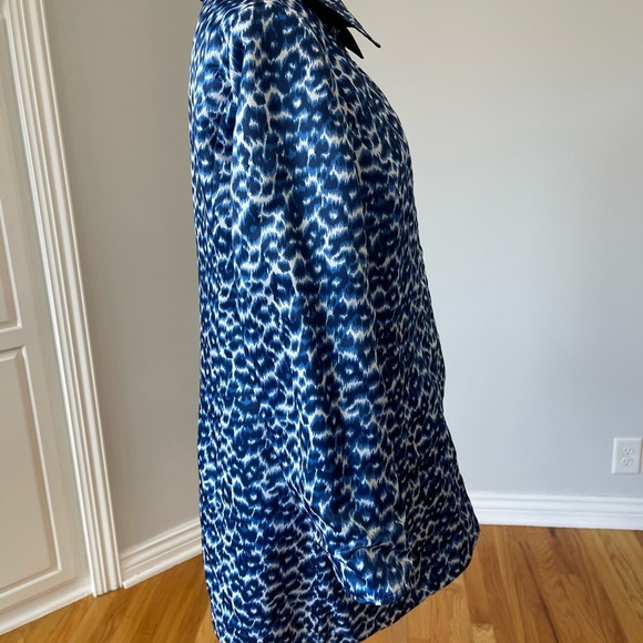 Dennis by Dennis Basso blue and leopard cheetah reversible dress coat size S - Picture 14 of 16